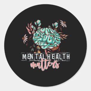 Sticker Rond Problèmes de santé Fleur Mind Cerveau Autosoignant