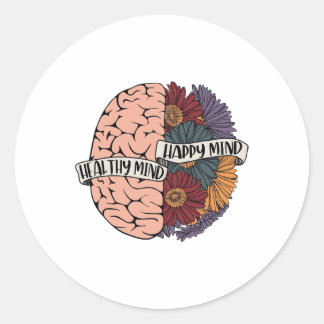 Sticker Rond Problèmes de santé Floral Sensibilisation du cerve