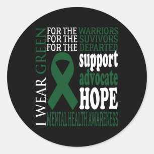 Sticker Rond Problèmes de santé mentale Ruban vert Santé mental