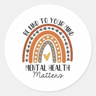 Sticker Rond Problèmes de santé mentale type Polka Dot Rainbow