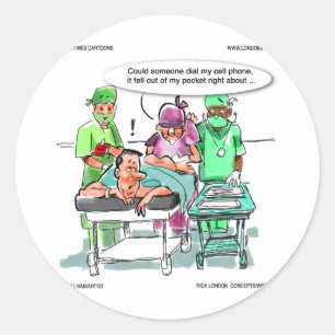 Sticker Rond Proctologue Perd Téléphone Drôle