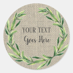 Sticker Rond Produit artisanal Burlap Vintage Floral Wreath