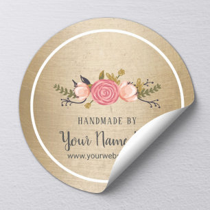 Sticker Rond Produit artisanal Vintage Floral Gold Business