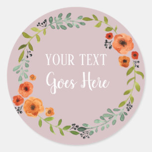 Sticker Rond Produit artisanal Vintage Floral Wreath rose