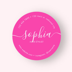 Sticker Rond Produit d'affaires Calligraphie de fille rose pâle