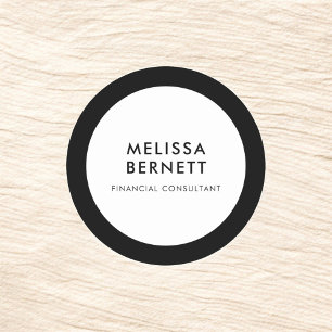 Sticker Rond Produit d'affaires minimaliste noir blanc