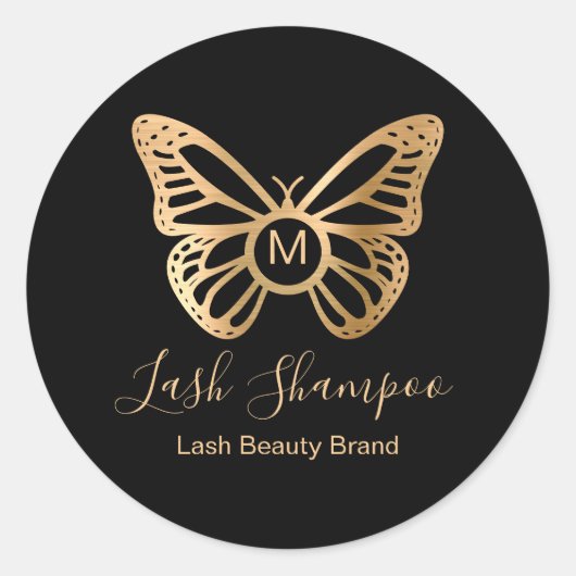 Sticker Rond Produit de beauté Chic Gold Butterfly Lash Cleanse (Devant)