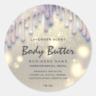 Sticker Rond Produit de beurre corporel moderne scintillant qui
