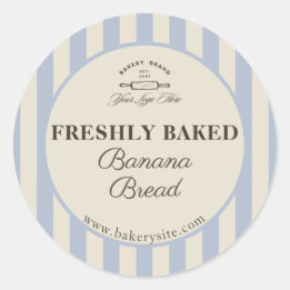 Sticker Rond Produit de boulangerie avec logo rayé bleu vintage