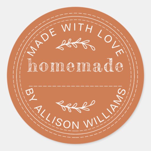 Sticker Rond Produits cuits maison orange brûlé rustique (Devant)