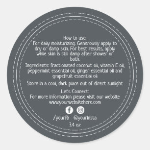 Sticker Rond Produits de beauté bio d'entreprise Ingrédients No