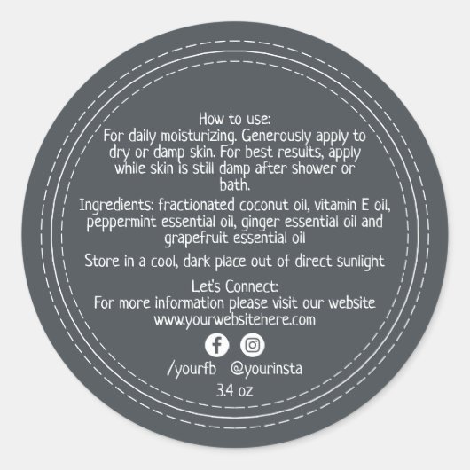 Sticker Rond Produits de beauté bio d'entreprise Ingrédients No (Devant)