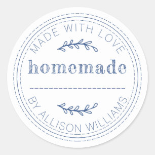 Sticker Rond Produits de Boulangerie Maison Rustiques Bleu Clas