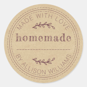 Sticker Rond Produits de Boulangerie Maison Rustiques en Pot de