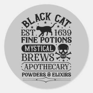 Sticker Rond Produits éffrayants d'orthographe de chat noir