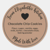 Sticker Rond Produits faits maison Ingrédients Papier Kraft Bro (Devant)