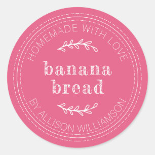 Sticker Rond Produits Rustiques faits maison Pain de banane Pai