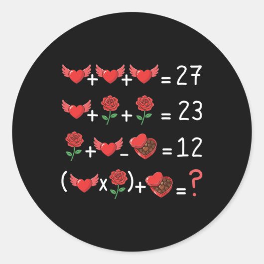 Sticker Rond Prof de maths drôle 67 Saint-Valentin prof de math (Devant)