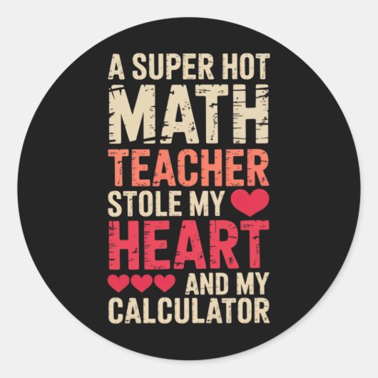 Sticker Rond Prof de maths Saint-Valentin Algèbre Calcul Amour (Devant)