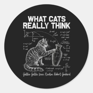 Sticker Rond Prof de physique chat scientifique drôle ce que le
