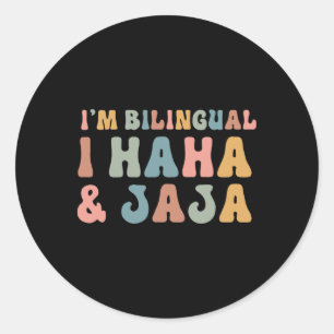 Sticker Rond Prof d'espagnol drôle Groovy Je suis bilingue Je h
