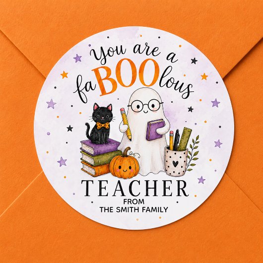 Sticker Rond Prof Halloween FABULEUX
