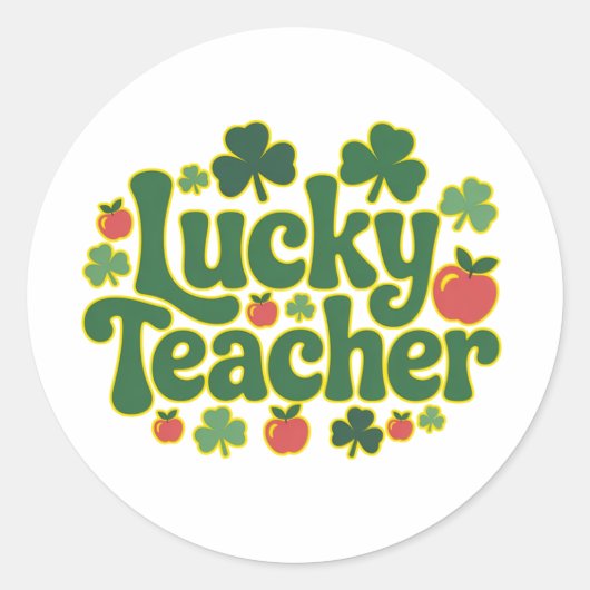 Sticker Rond Prof Lucky Fun Salle de classe Saint-Patrick (Devant)