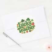 Sticker Rond Prof Lucky Fun Salle de classe Saint-Patrick (Enveloppe)