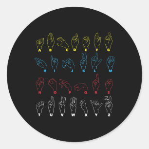 Sticker Rond Professeur Alphabet Asl Langue Des Signes Américai