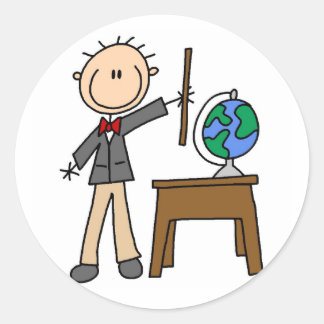 Sticker Rond Professeur Avec Le Monde