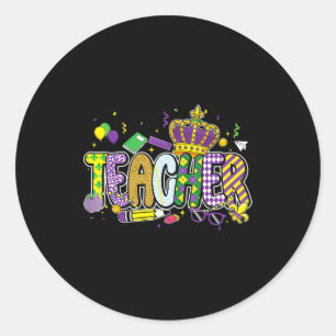 Sticker Rond Professeur carnaval mardi gras la nouvelle-orléans
