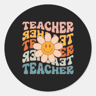 Sticker Rond Professeur Daisy Colorful - Enseignant de l'école