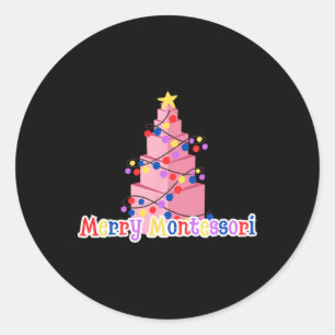 Sticker Rond Professeur d'arbre de Noël de la Tour Rose Montess