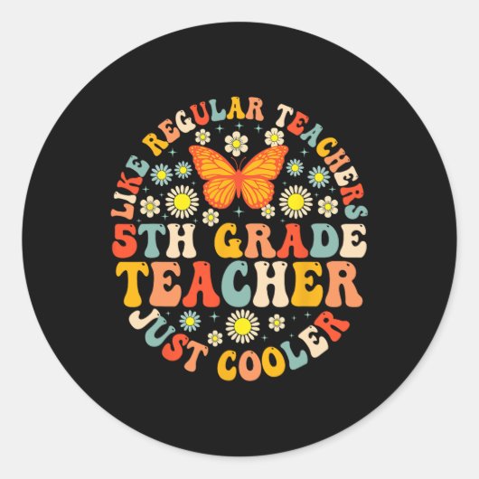 Sticker Rond Professeur de 5e année comme un professeur normal (Devant)