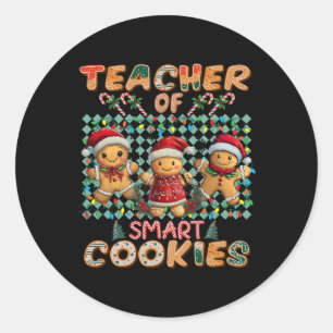 Sticker Rond Professeur de cookies intelligents Gingerbread Noë