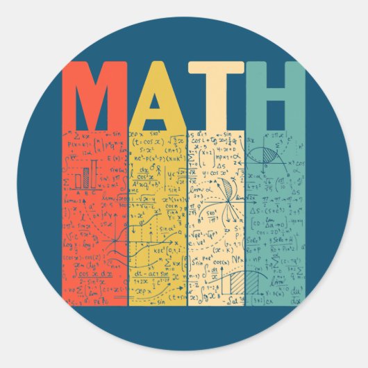Sticker Rond Professeur de mathématiques Aimer mathématiques  (Devant)