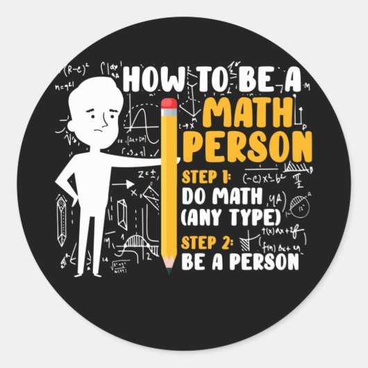 Sticker Rond Professeur De Mathématiques Drôle Masse Maths Comm (Devant)