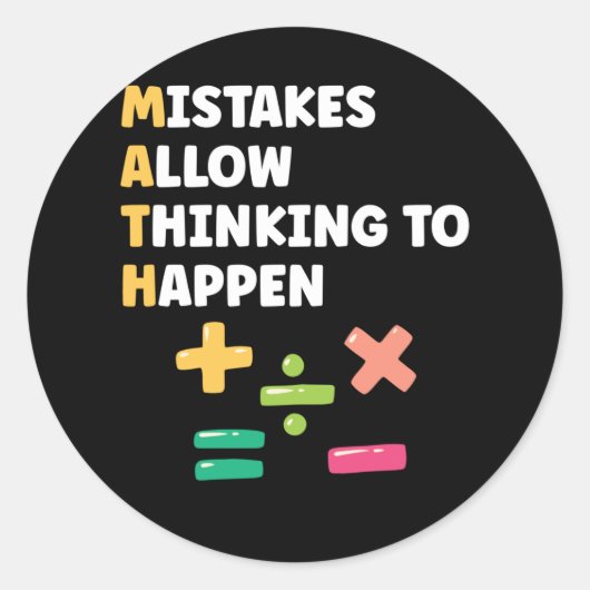 Sticker Rond Professeur de mathématiques Préscolaire Mathématic (Devant)