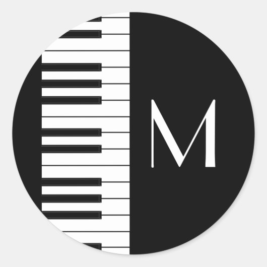 Sticker Rond Professeur de musique de piano (Devant)