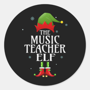Sticker Rond Professeur de musique Elf Xmas Matching Family Gro