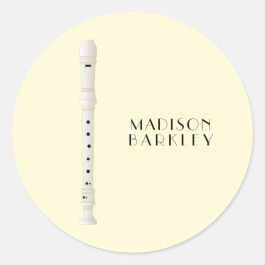 Sticker Rond Professeur de musique enregistreuse (Devant)