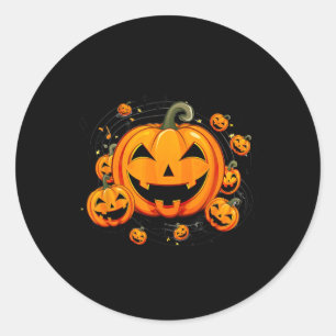 Sticker Rond Professeur de musique Halloween Citrouille d'autom