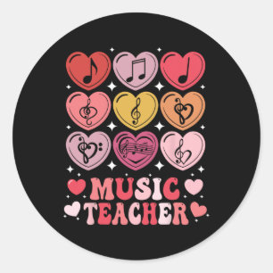 Sticker Rond Professeur de musique Saint-Valentin Notes de musi