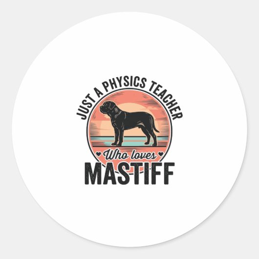 Sticker Rond Professeur de physique aime Maillot de chien vinta (Devant)