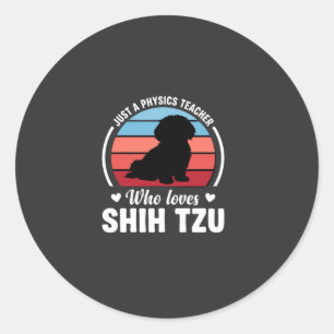 Sticker Rond Professeur de physique amateur de chien Shih Tzu
