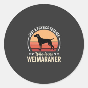 Sticker Rond Professeur de physique amateur de chien Weimaraner