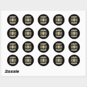 Sticker Rond Professeur de première année rétro éclair Pencil B (Feuille)