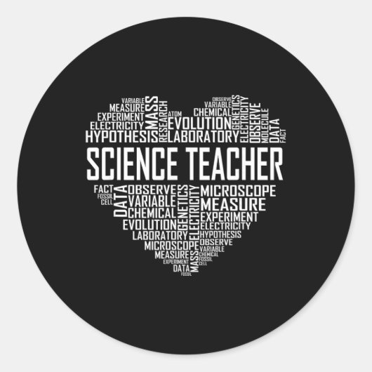 Sticker Rond Professeur de sciences Cœur fière conception d'ens (Devant)