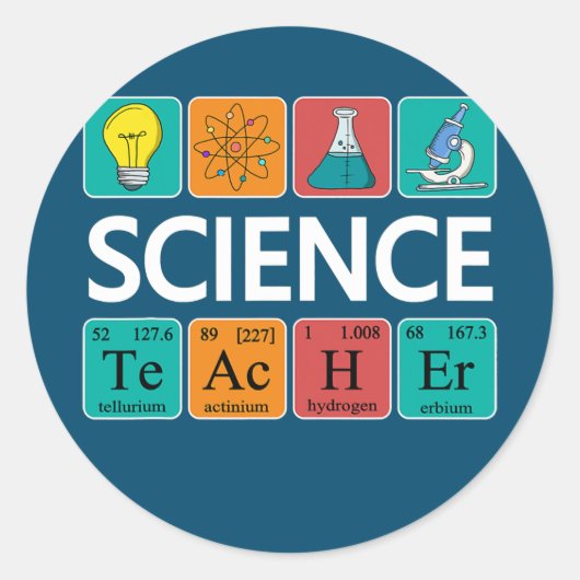 Sticker Rond Professeur de sciences Table périodique Chimie bio (Devant)