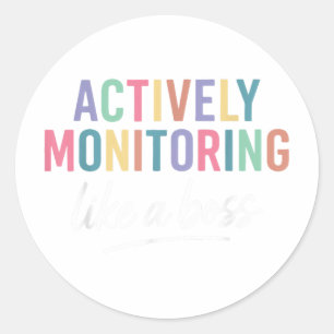 Sticker Rond Professeur De Test D'État Qui Contrôle Activement